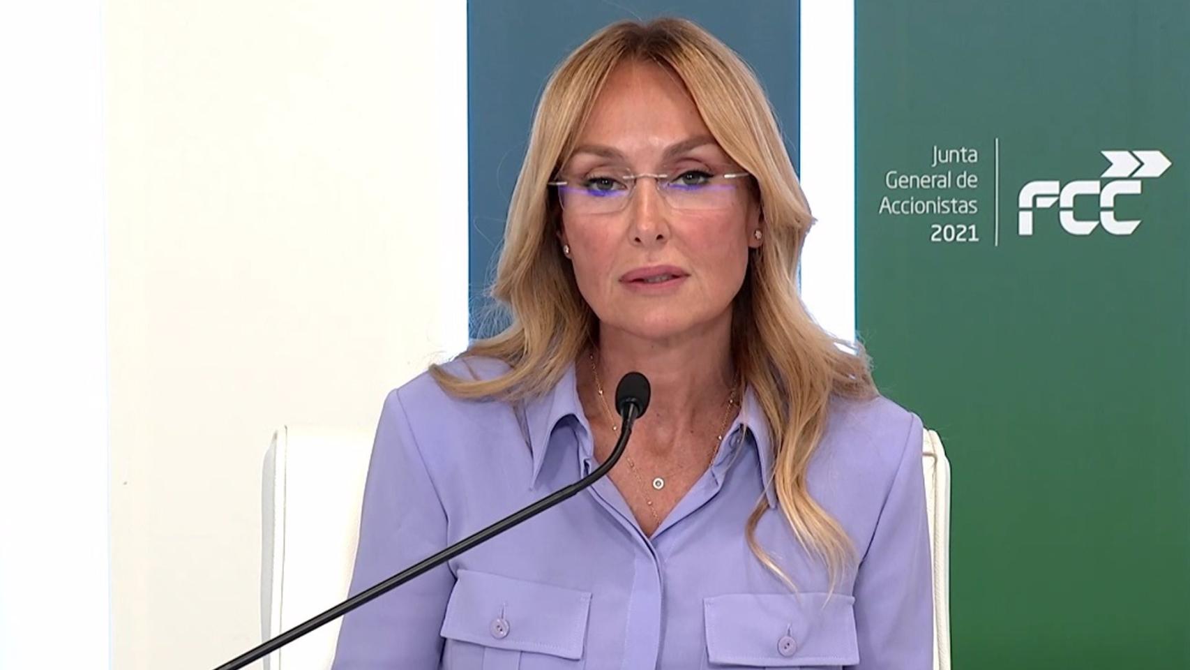 La presidenta de FCC, Esther Alcocer Koplowitz, durante la junta de accionistas 2021.