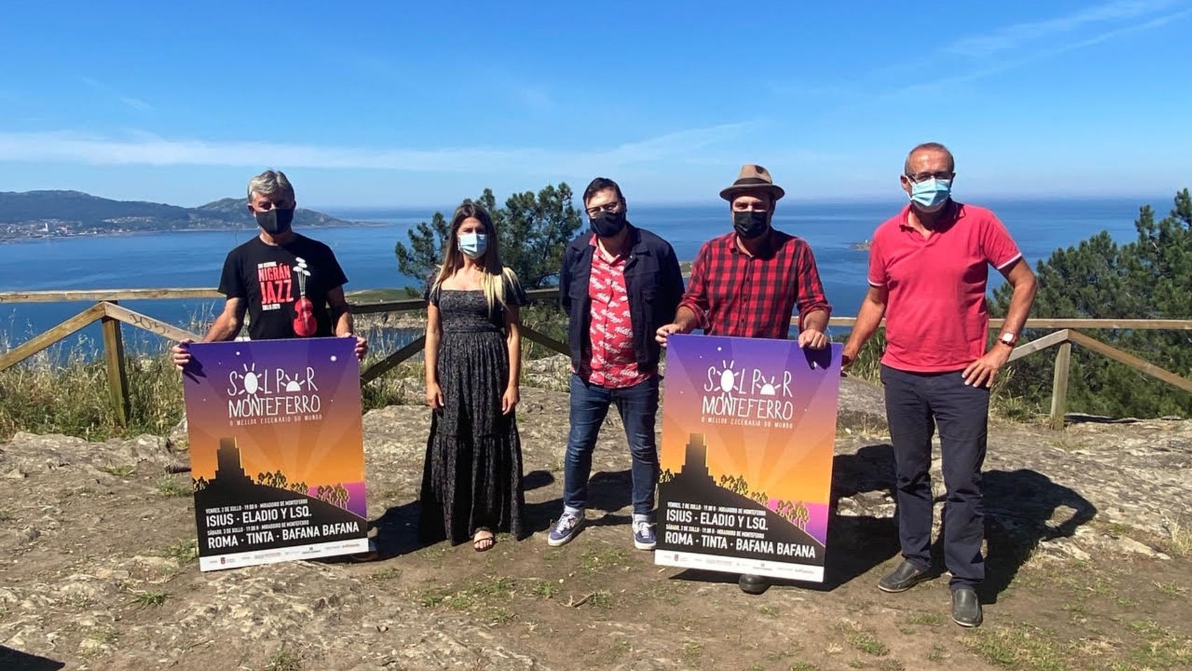 Organizadores y artistas del ‘Solpor Monteferro’ durante la presentación