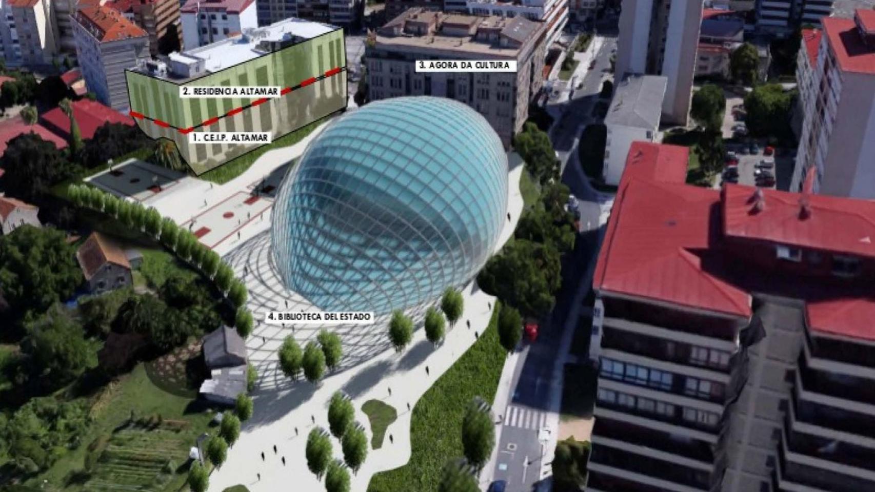 Plano del proyecto de Biblioteca del Estado para Vigo (2018).