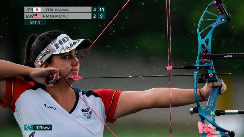 Prueba de la visión que tendrán los espectadores con datos biométricos de los arqueros en Tokio 2020