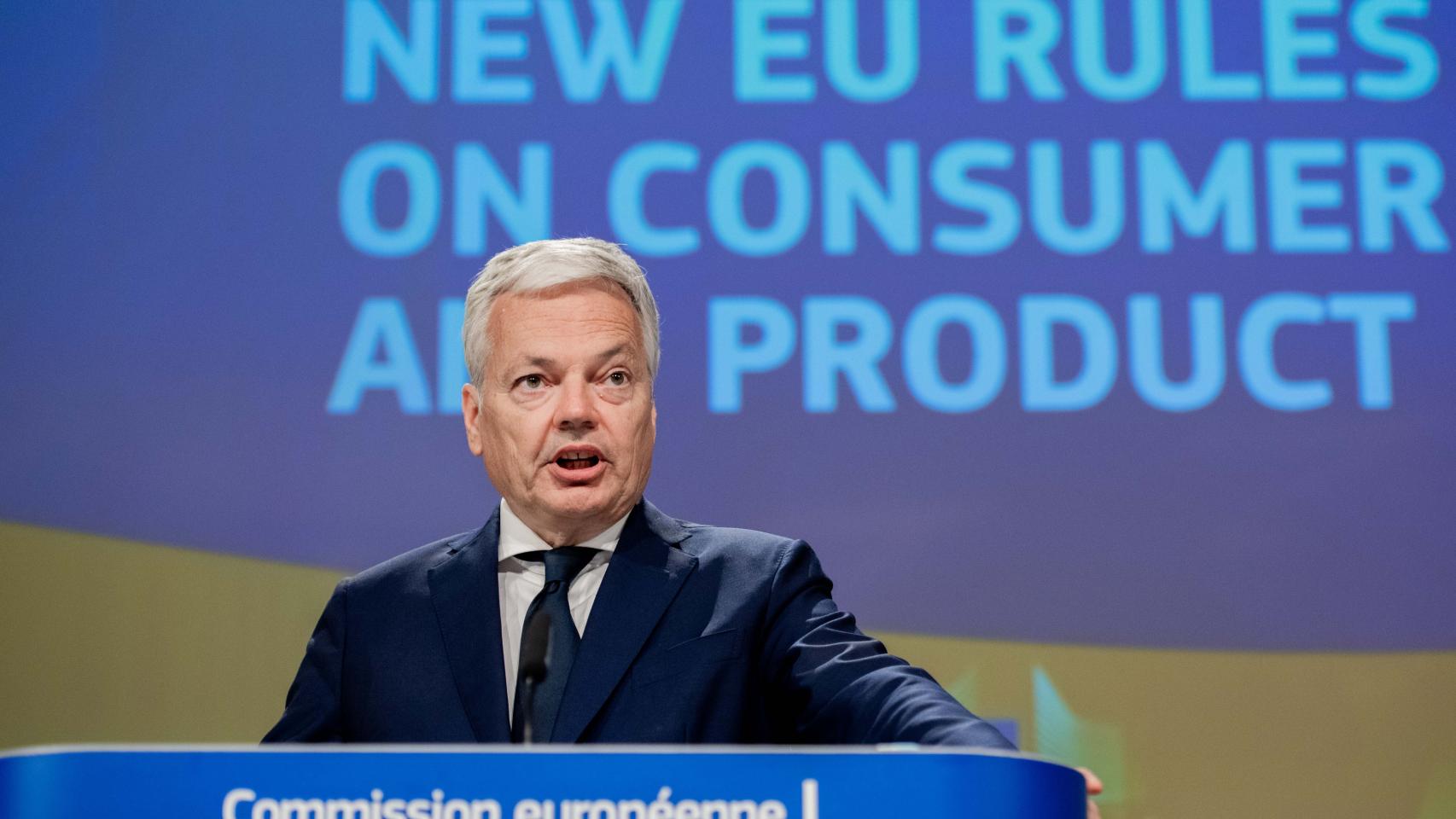 El comisario de Justicia, Didier Reynders, durante la rueda de prensa de este miércoles
