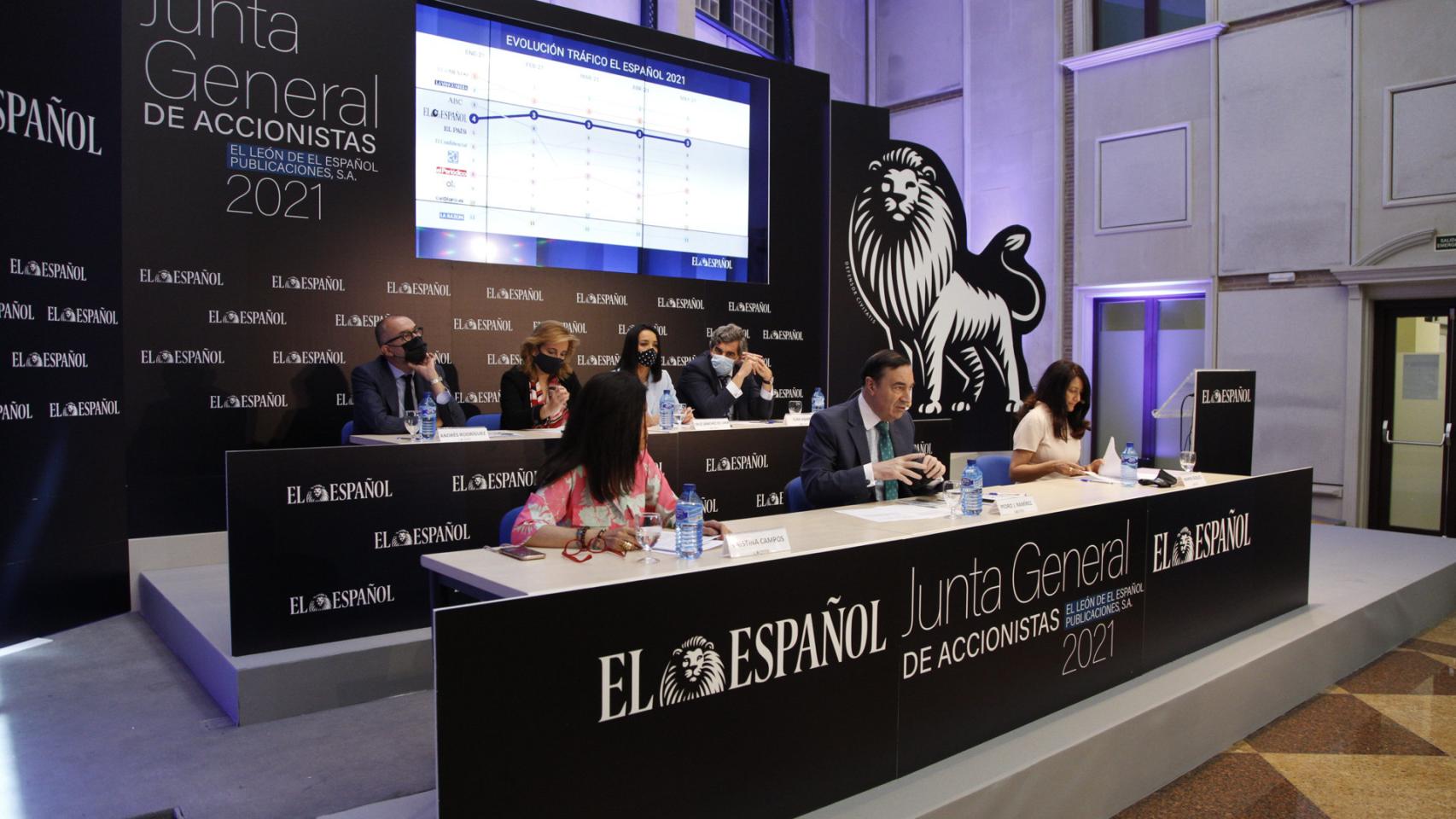 El consejo de administración de EL ESPAÑOL durante la Junta de Accionistas del grupo.