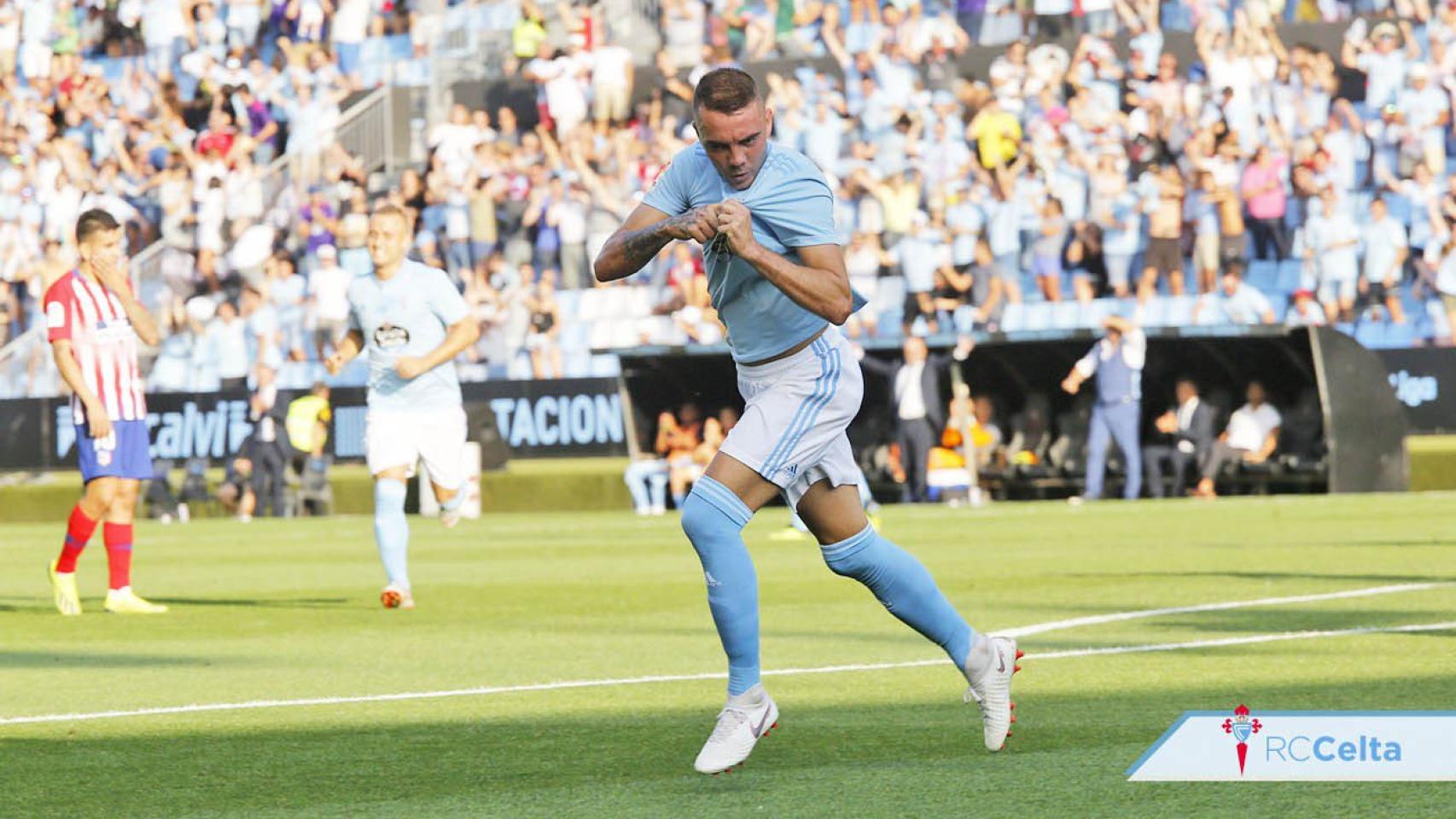 Iago Aspas, durante el Celta-Atlético en agosto de 2018