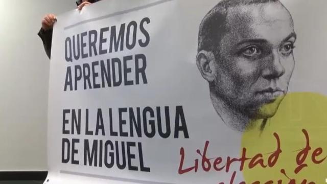 Lema de las protestas de padres y profesores contra la imposición del valenciano en la Educación.