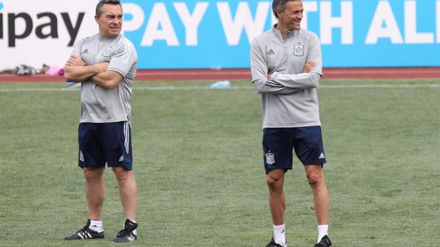 Luis Enrique en un entrenamiento de la Selección