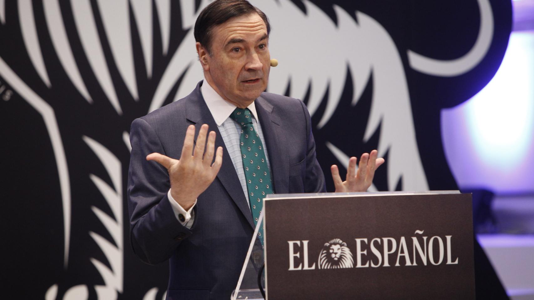 Pedro J. Ramírez, presidente ejecutivo de EL ESPAÑOL, interviene durante la Junta de Accionistas.