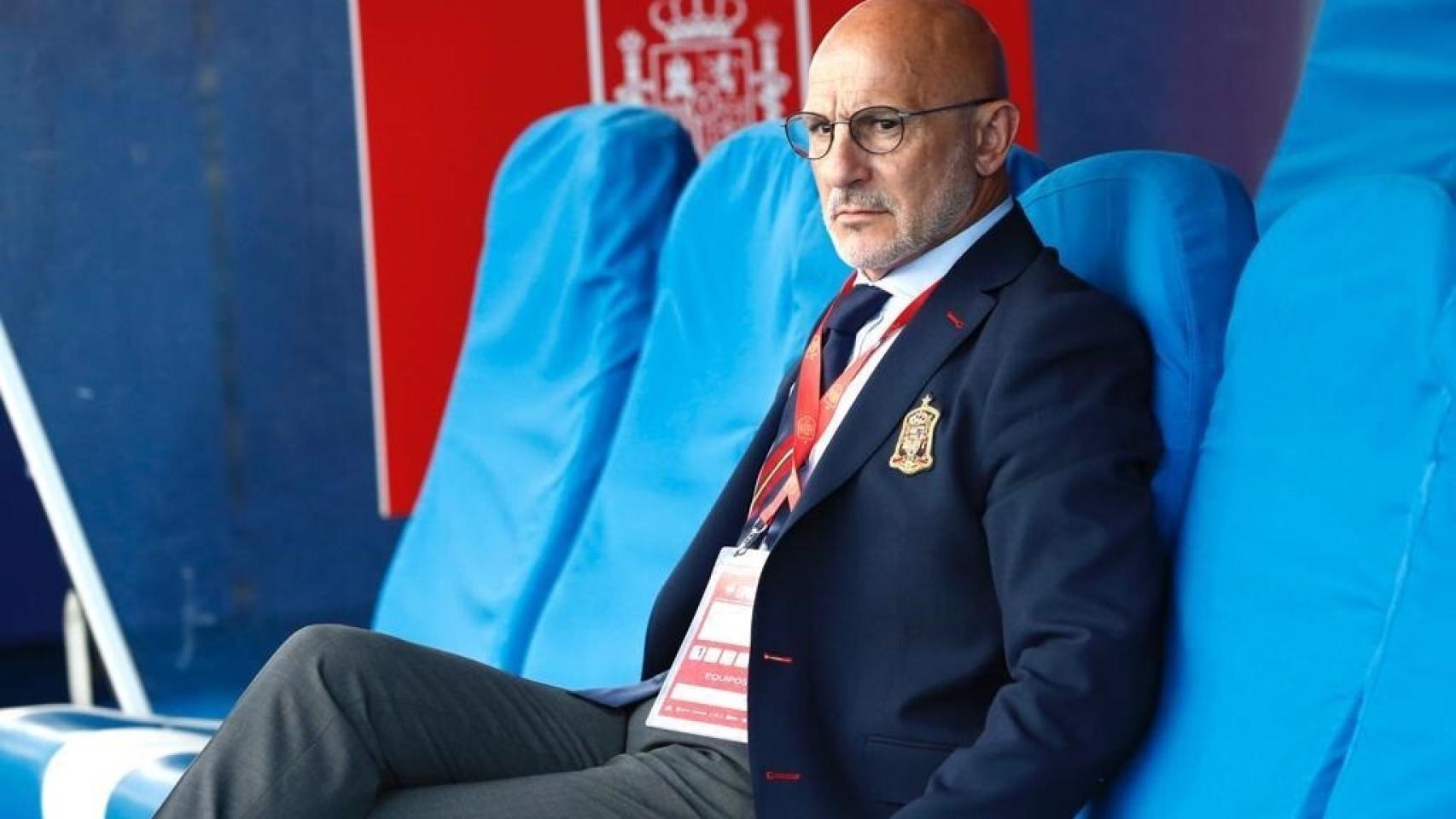 Luis de la Fuente, durante el partido en el que debutó con la selección absoluta