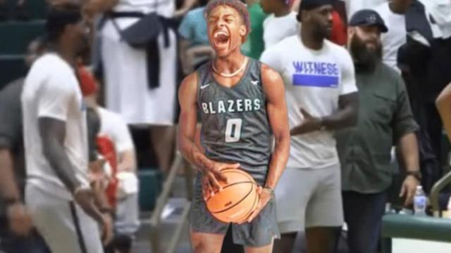 LeBron James y su hijo Bronny James, en un fotomontaje