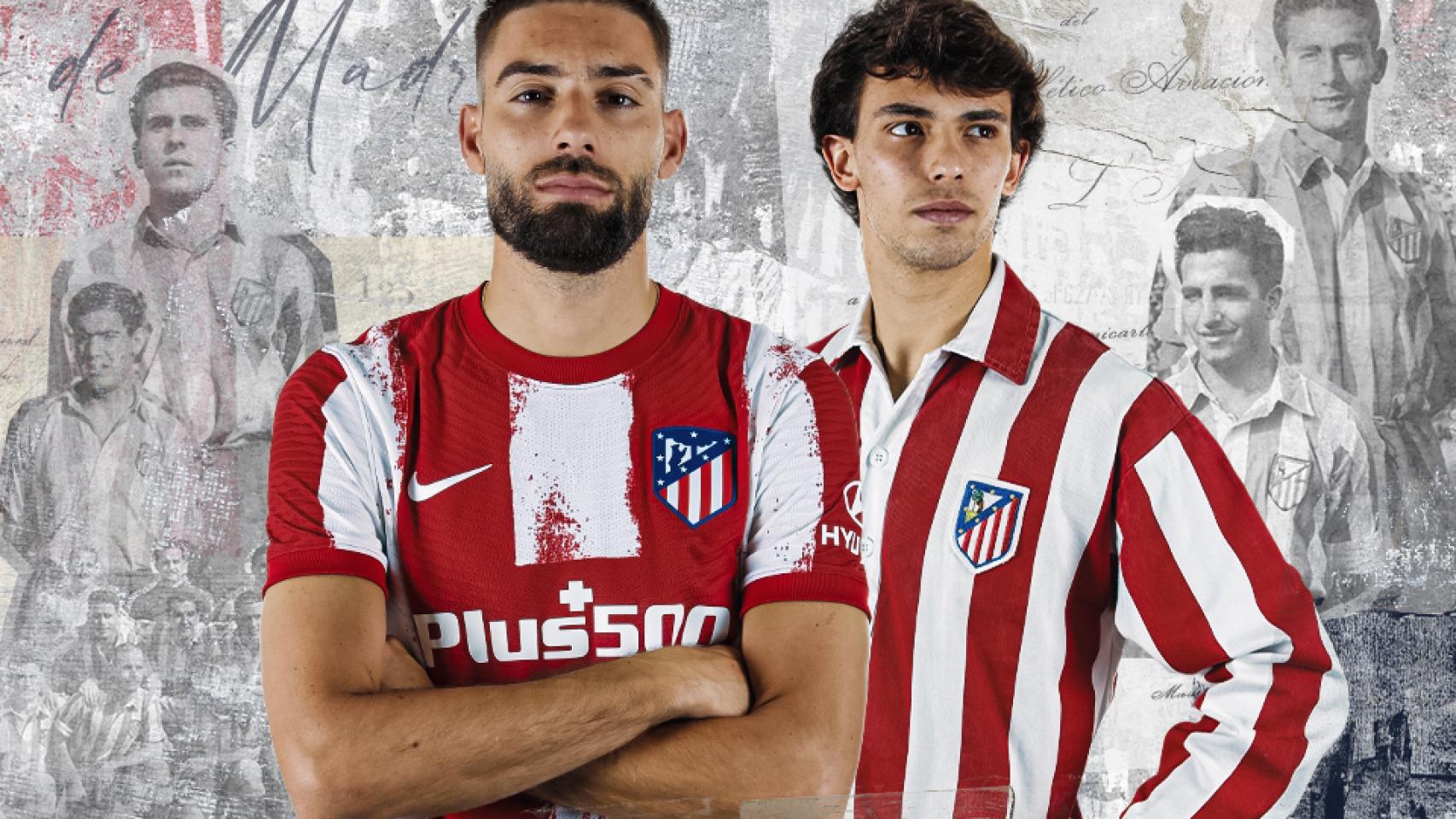 Yannick Carrasco y Joao Felix, con la nueva camiseta del Atlético de Madrid para la temporada 2021/2022