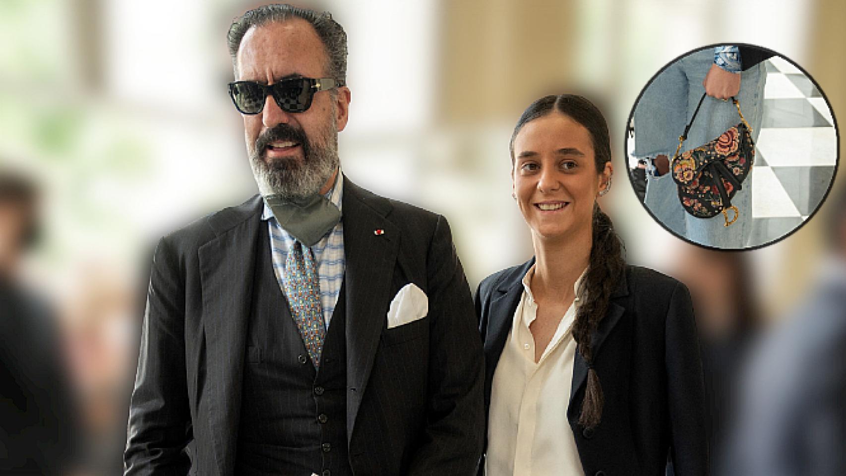 Victoria Federica junto a su padre en la Semana de la Alta Costura en París, con su 'Saddle bag' de Dior, en montaje de JALEOS.