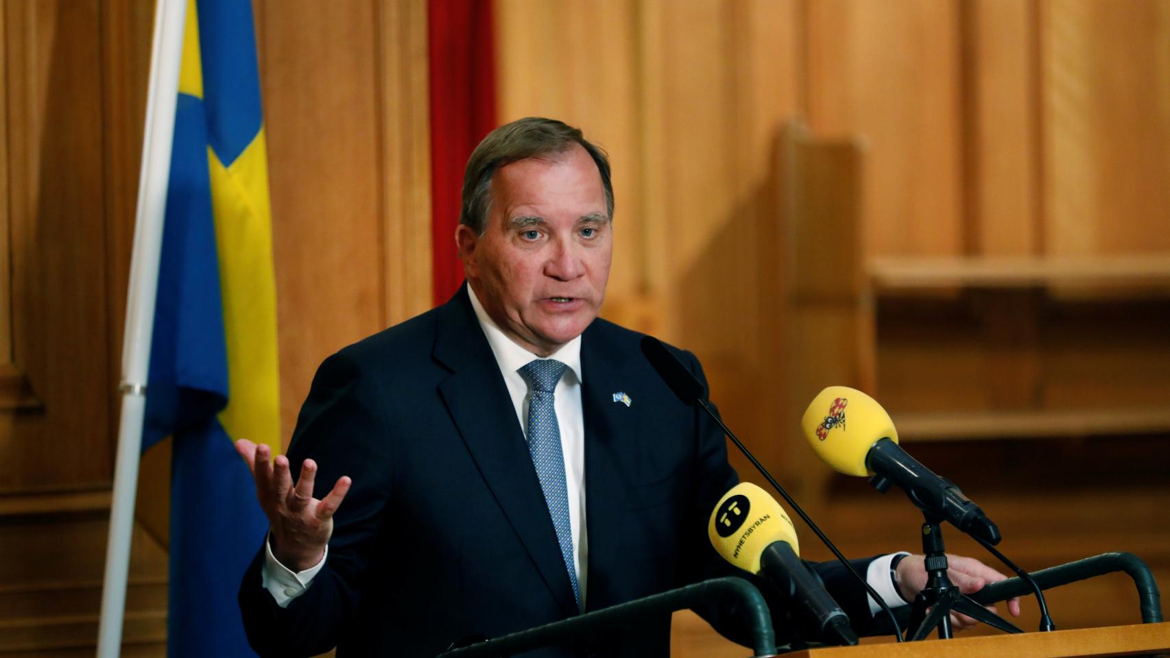 Stefan Löfven durante la rueda de prensa que ha ofrecido tras ser reelegido primer ministro sueco.