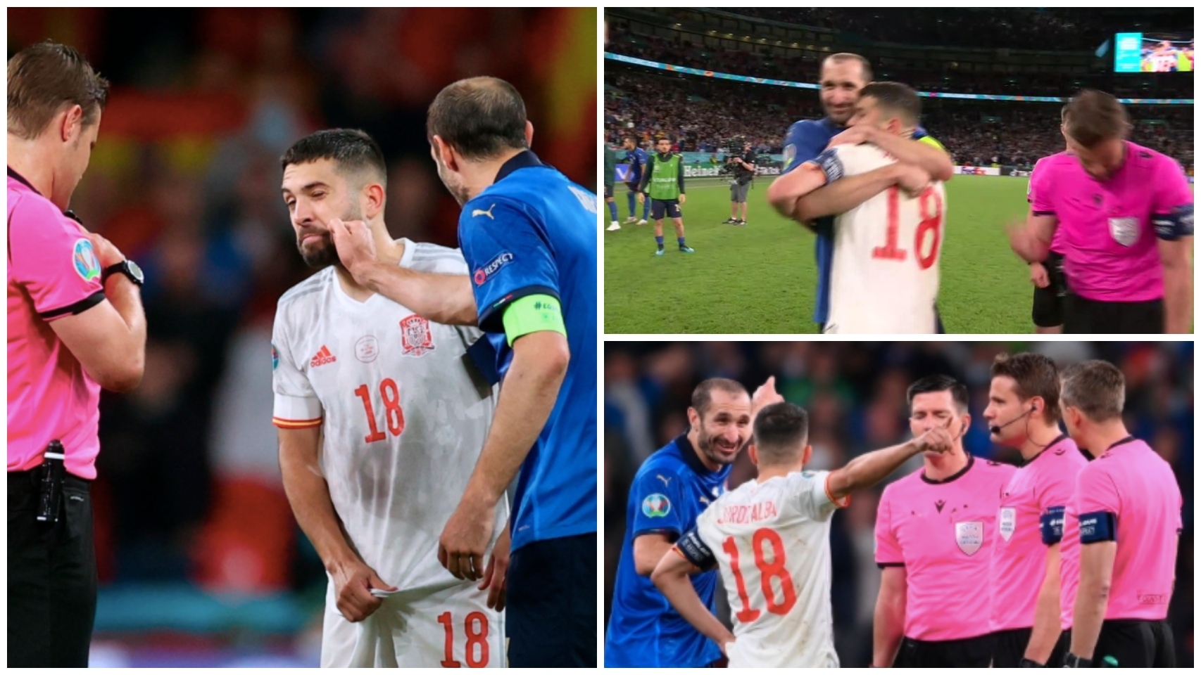 La comentada escena entre Chiellini y Jordi Alba