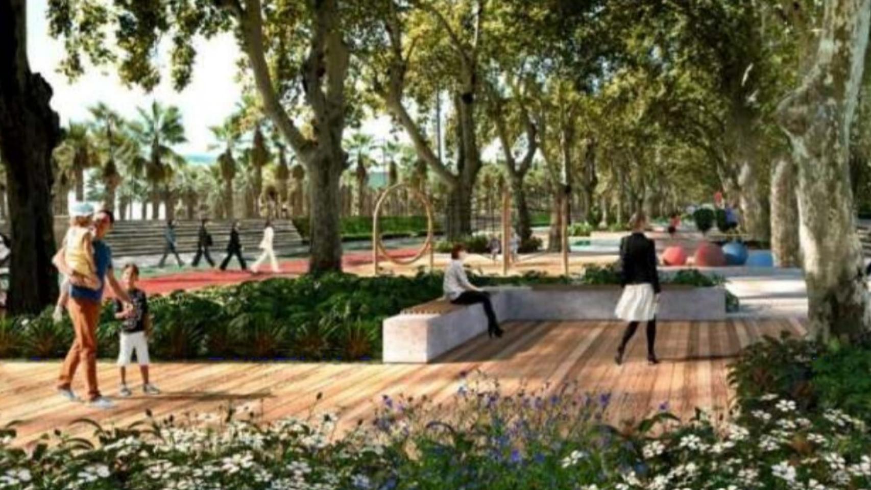 Infografía de la posible ampliación del Paseo del Parque de Málaga.