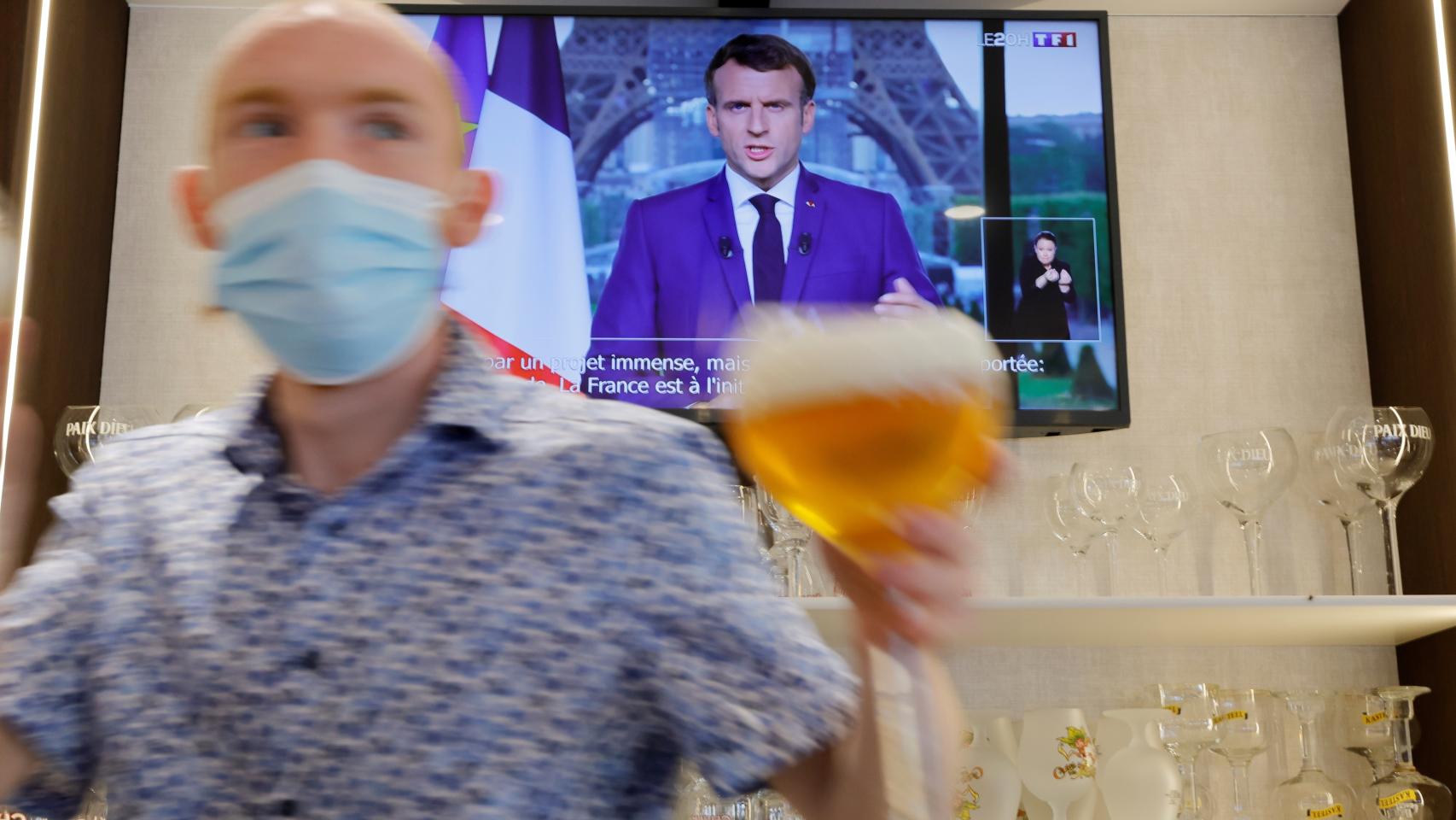 El presidente de Francia, Emmanuel Macron, durante su alocución este miércoles.