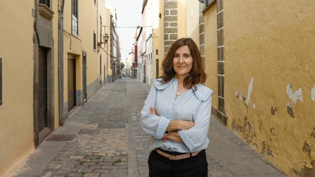 La novelista Mayte Uceda, durante la presentación de su nueva novela en Las Palmas.