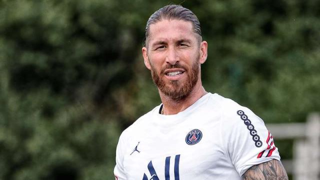 Sergio Ramos entrenando con el PSG