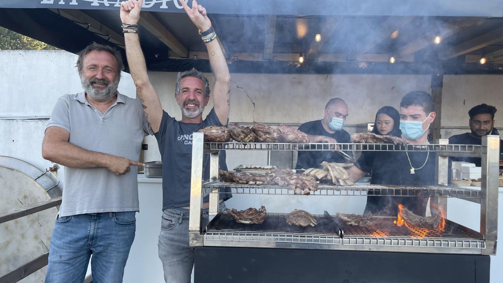 Miguel de la Cierva y Pepe Solla en el Náutico de San Vicente, en O Grove