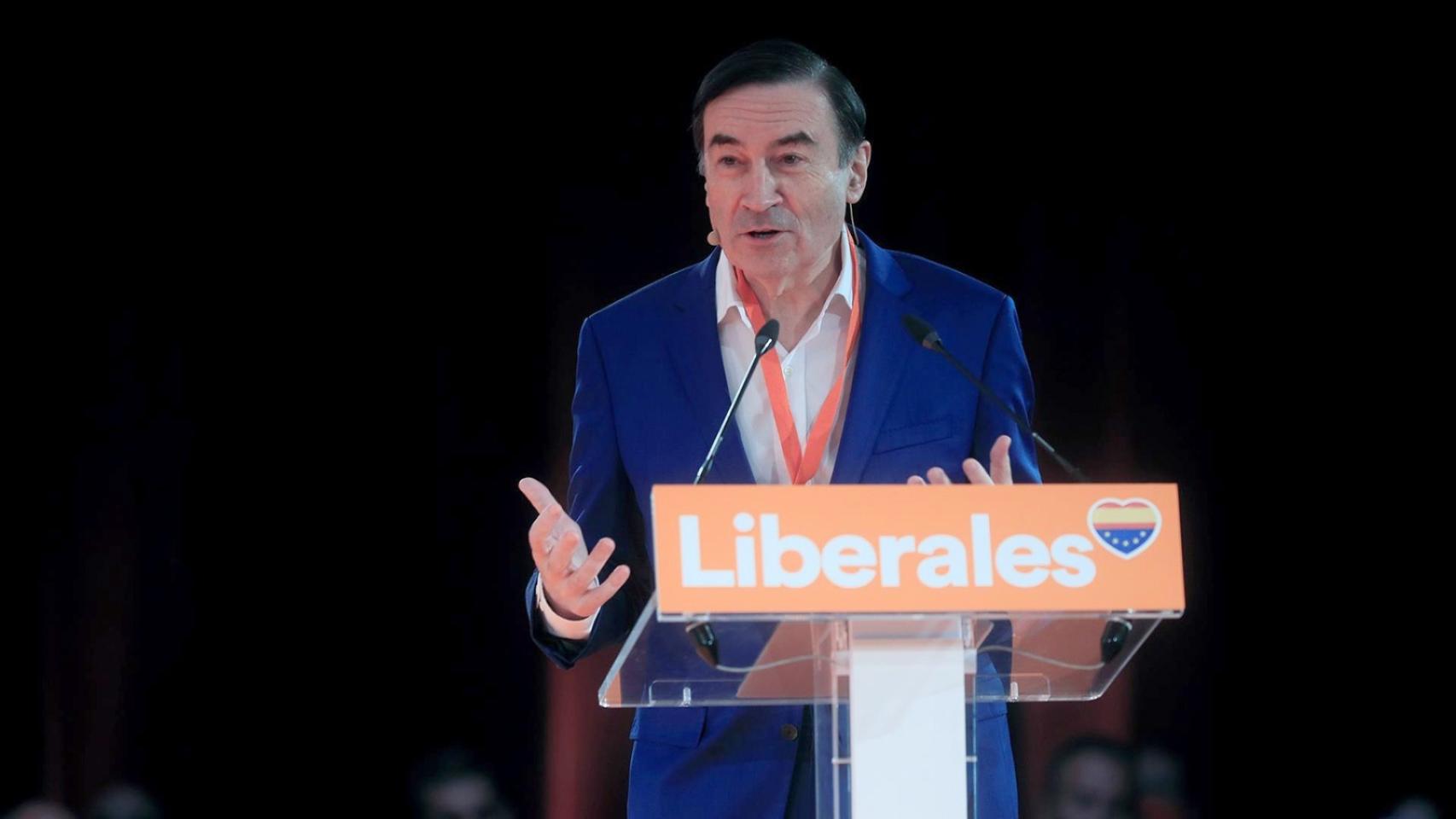 El presidente y director de El Español, Pedro J. Ramírez, durante su intervención en la convención de Cs.