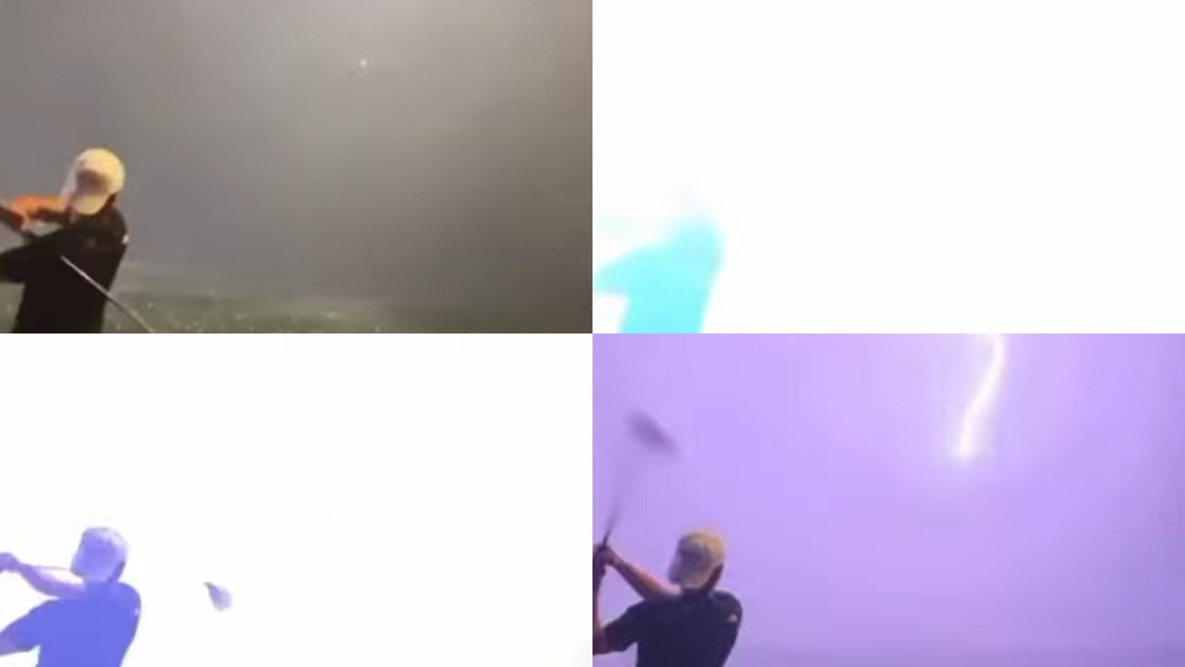 El momento en el que un rayo destroza una pelota de golf