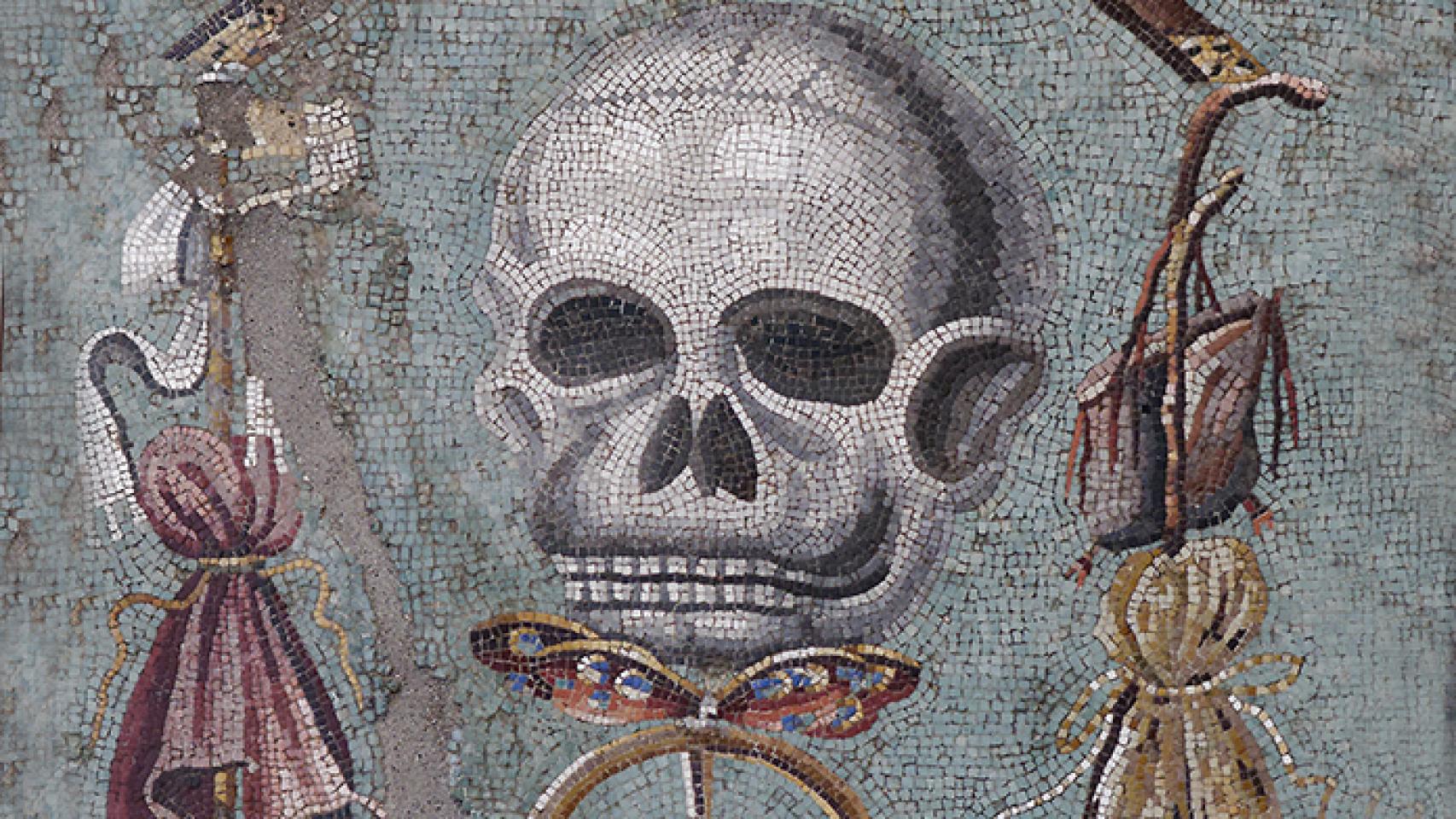 'Memento-mori',-fresco-pompeyano-que-representa-la-Rueda-de-la-Fortuna,-siglo-I-a.-C,-Museo-de-Nápoles