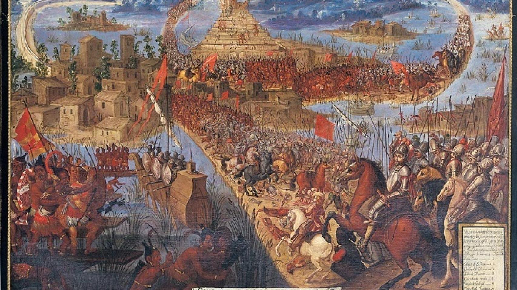 Conquista de Tenochtitlan. Artista desconocido. Colección Jay I. Kislak