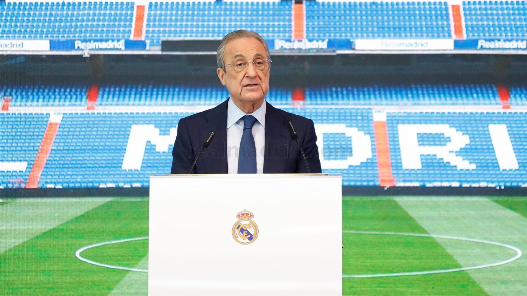 Florentino Pérez, durante la presentación de David Alaba