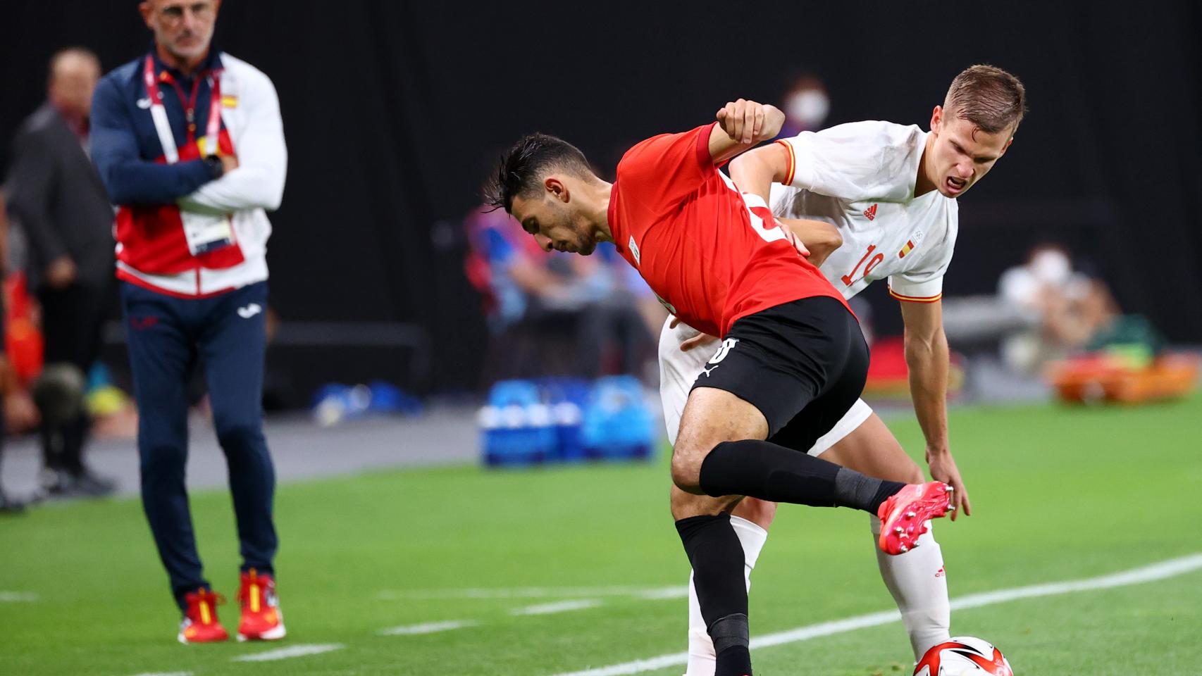 Dani Olmo, durante el partido entre España y Egipto en los Juegos Olímpicos