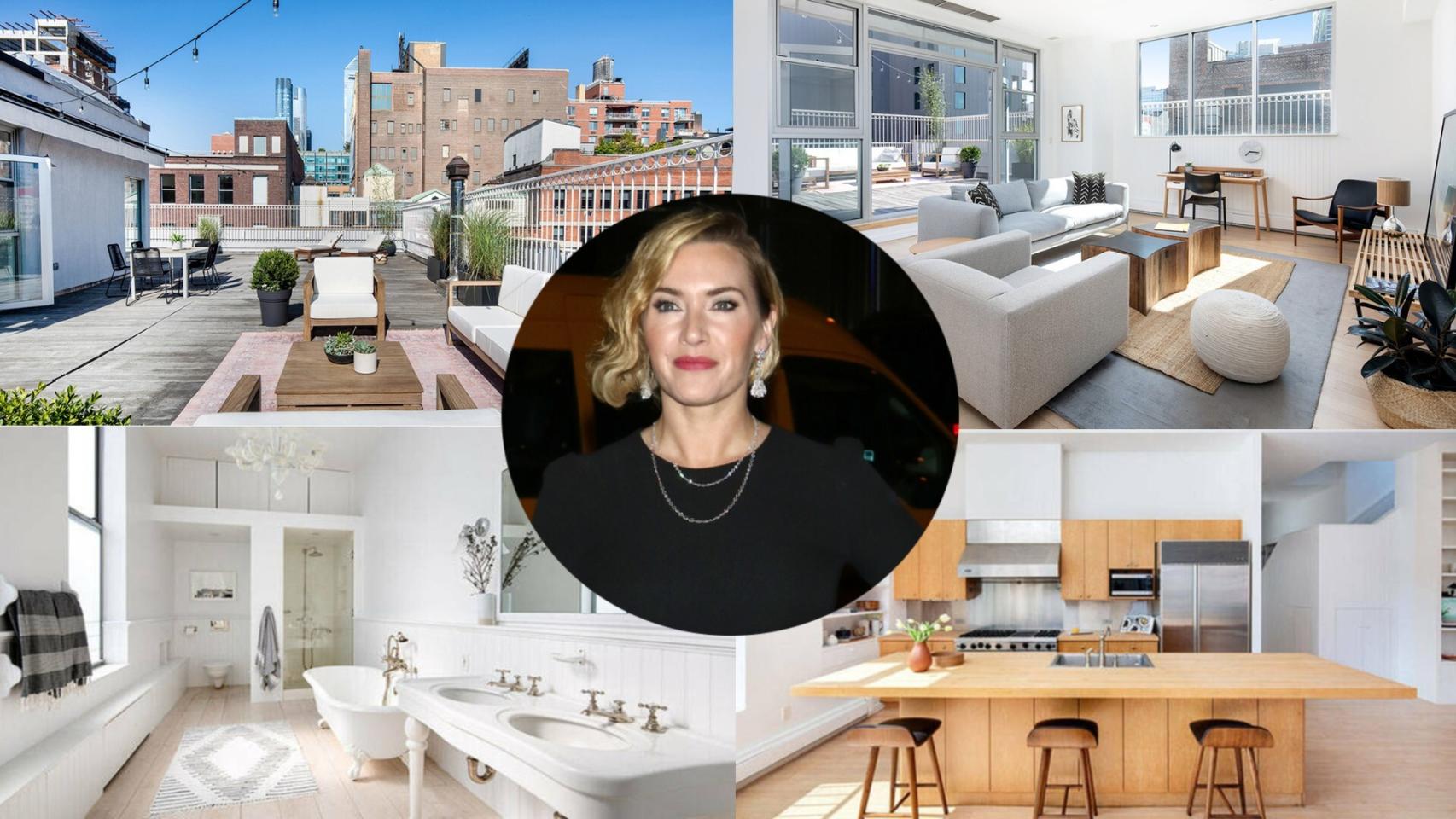 Algunas imágenes de la propiedad y otra de Kate Winslet, en un montaje de JALEOS.