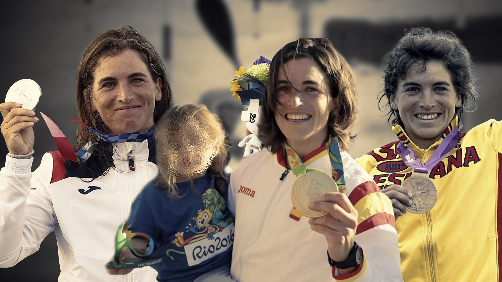 Maialen Chourraut: plata en Tokio 2020, oro en Rio 2016 (posando junto a su hija) y bronce en Londres 2012