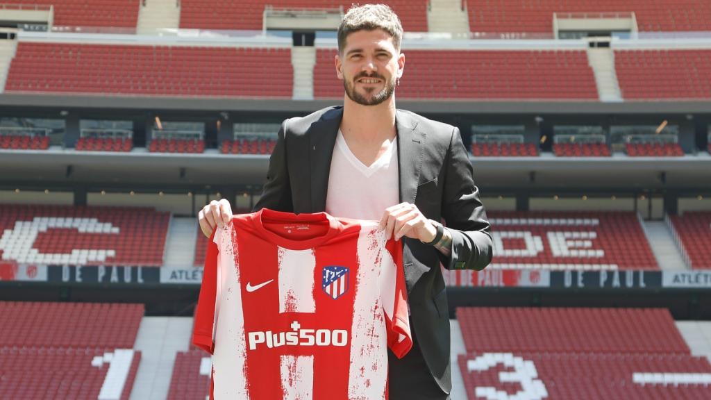 Rodrigo de Paul, en su presentación como nuevo jugador del Atlético de Madrid