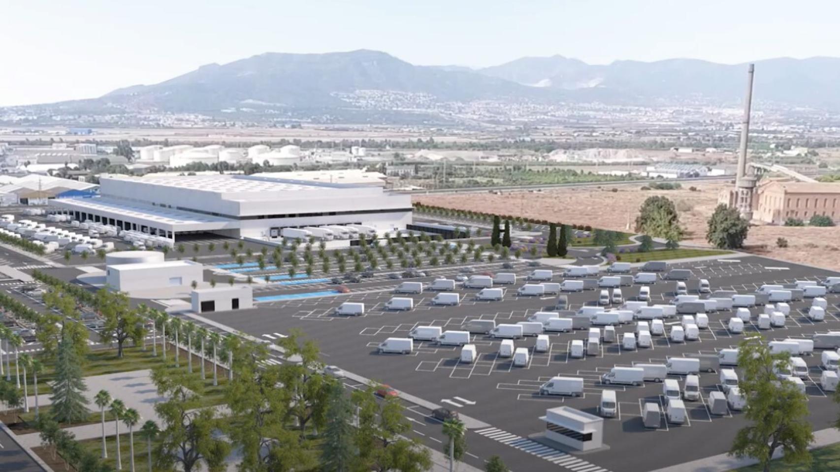 Infografía del diseño final del centro logístico impulsado por Montepino en Málaga.