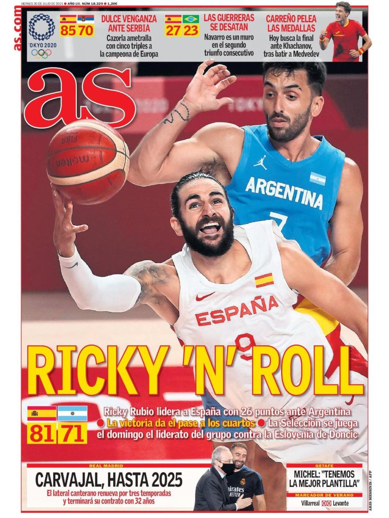 La portada del diario AS (30/07/2021)