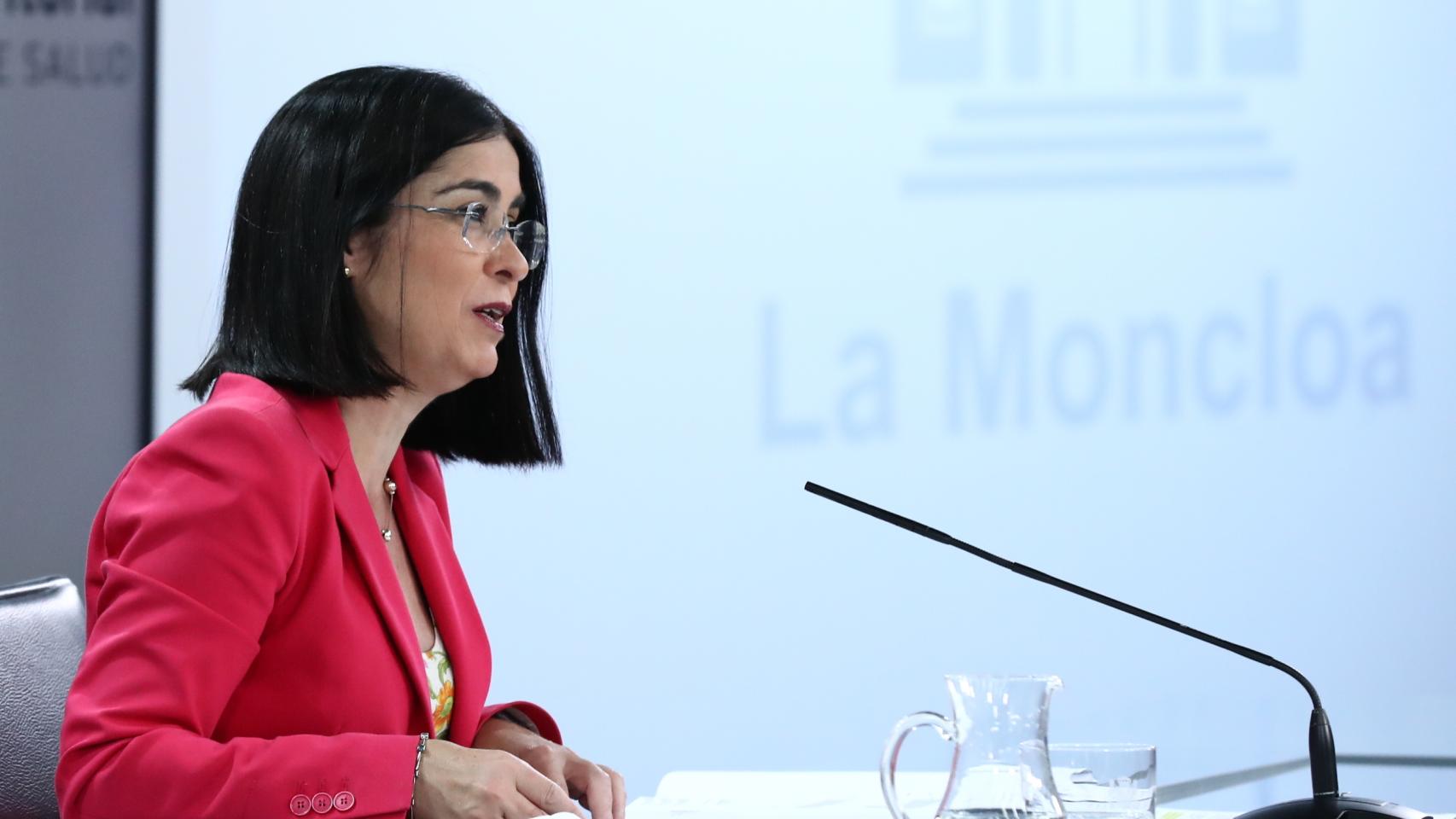 La ministra de Sanidad, Carolina Darias, en rueda de prensa del Consejo Interterritorial .