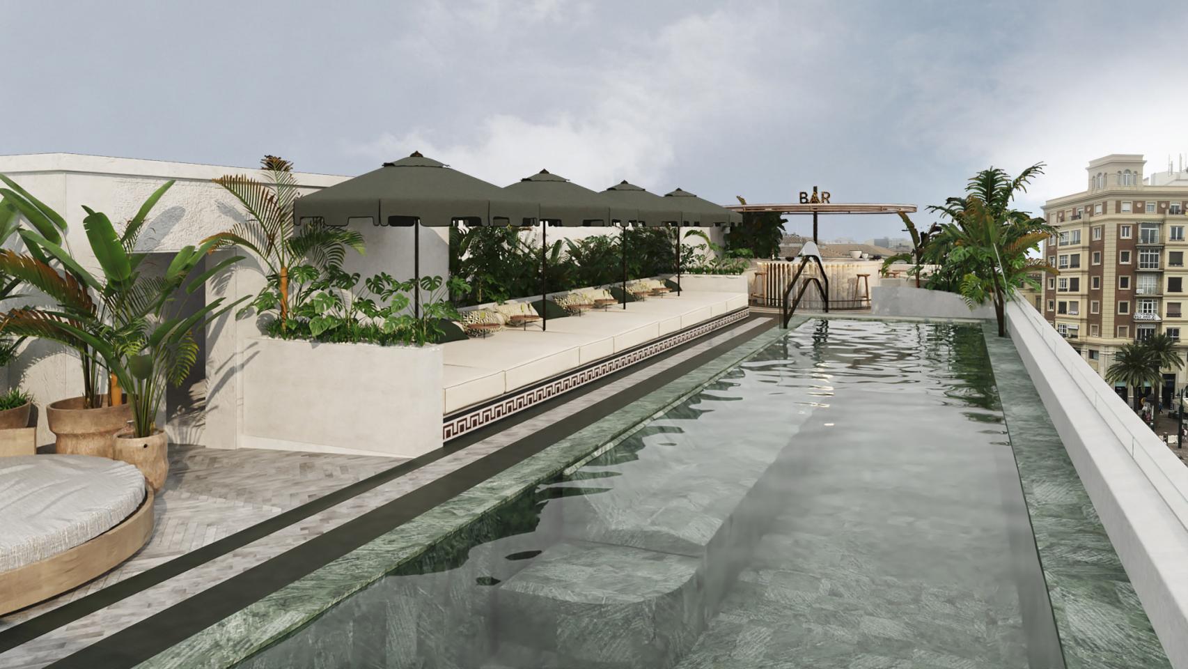 Imagen de las piscina del Only You de La Equitativa, en Málaga.