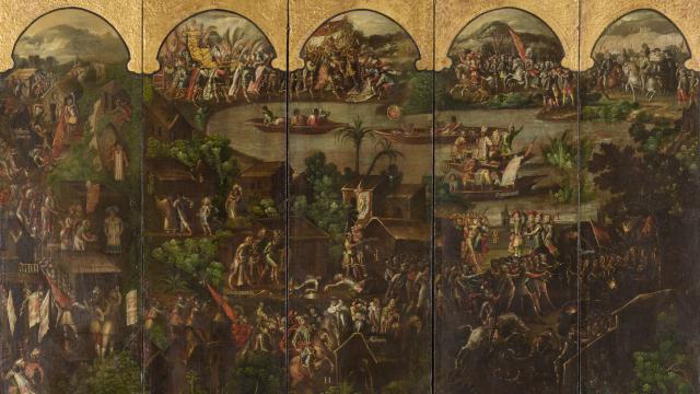 'Biombo de la conquista de México y de la muy nombre y leal Cuidad de México'.
