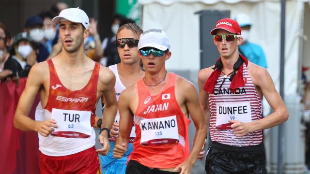 Marc Tur durante los 50km marcha en Tokio 2020