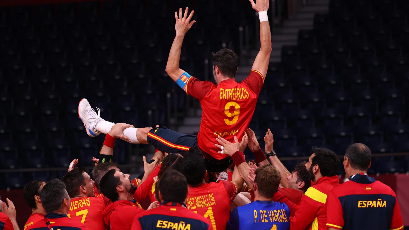 Raúl Entrerríos, en su homenaje durante los Juegos Olímpicos