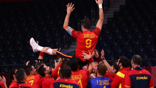 Raúl Entrerríos, en su homenaje durante los Juegos Olímpicos