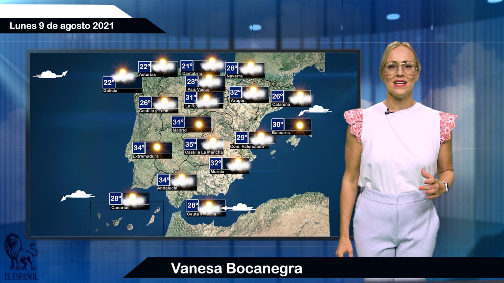 El tiempo del lunes 9 de agosto: las temperaturas suben de forma notable en el interior