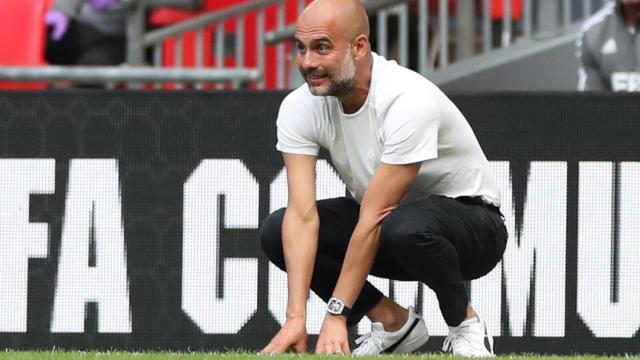 Pep Guardiola, en un partido del Manchester City