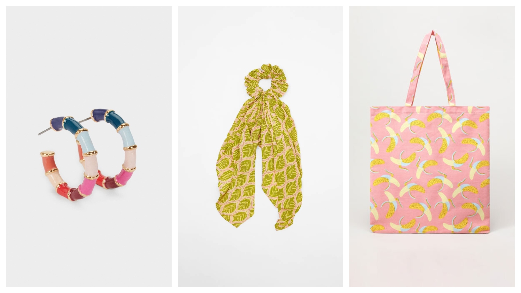 Pendientes de Parfois, coletero de Zara y bolsa de tela de Lefties.