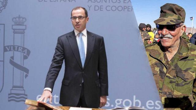 El jefe de gabinete de González Laya, Camilo Villarino, y Brahim Ghali.