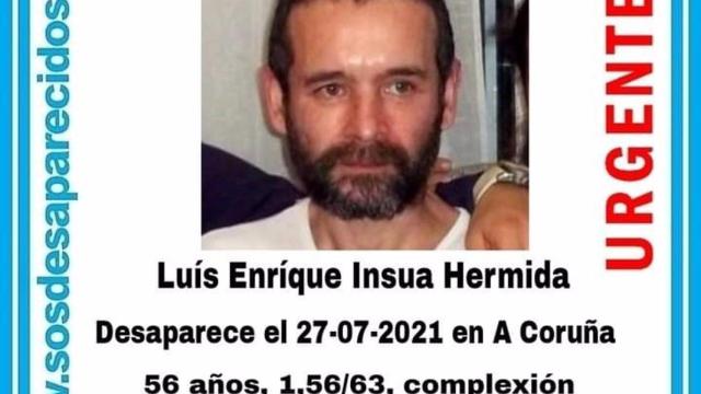 Cartel del hombre desaparecido en A Coruña.