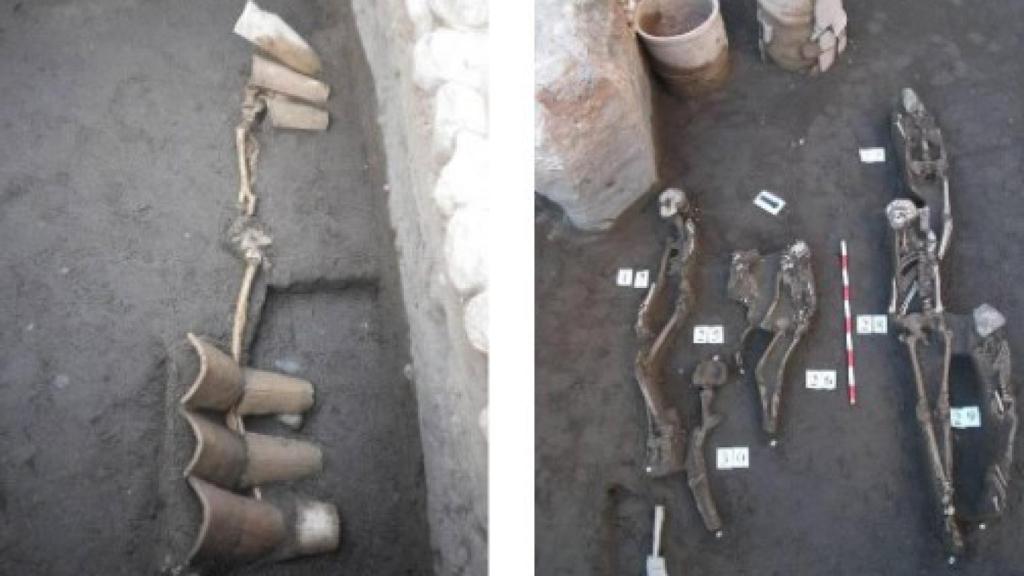 Restos de la necrópolis encontrada en Callejones del Perchel.