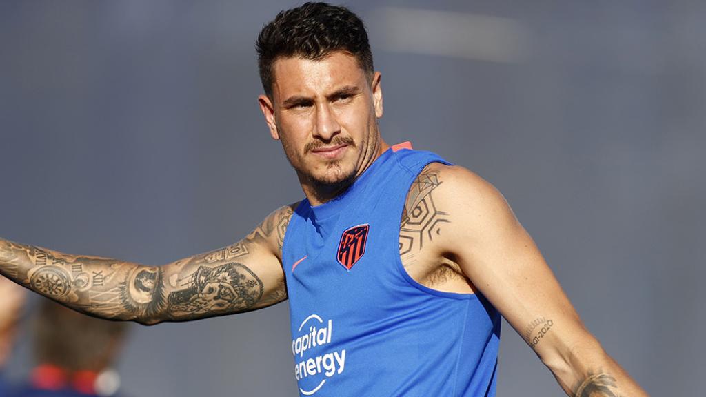 José María Giménez, en un entrenamiento del Atlético de Madrid