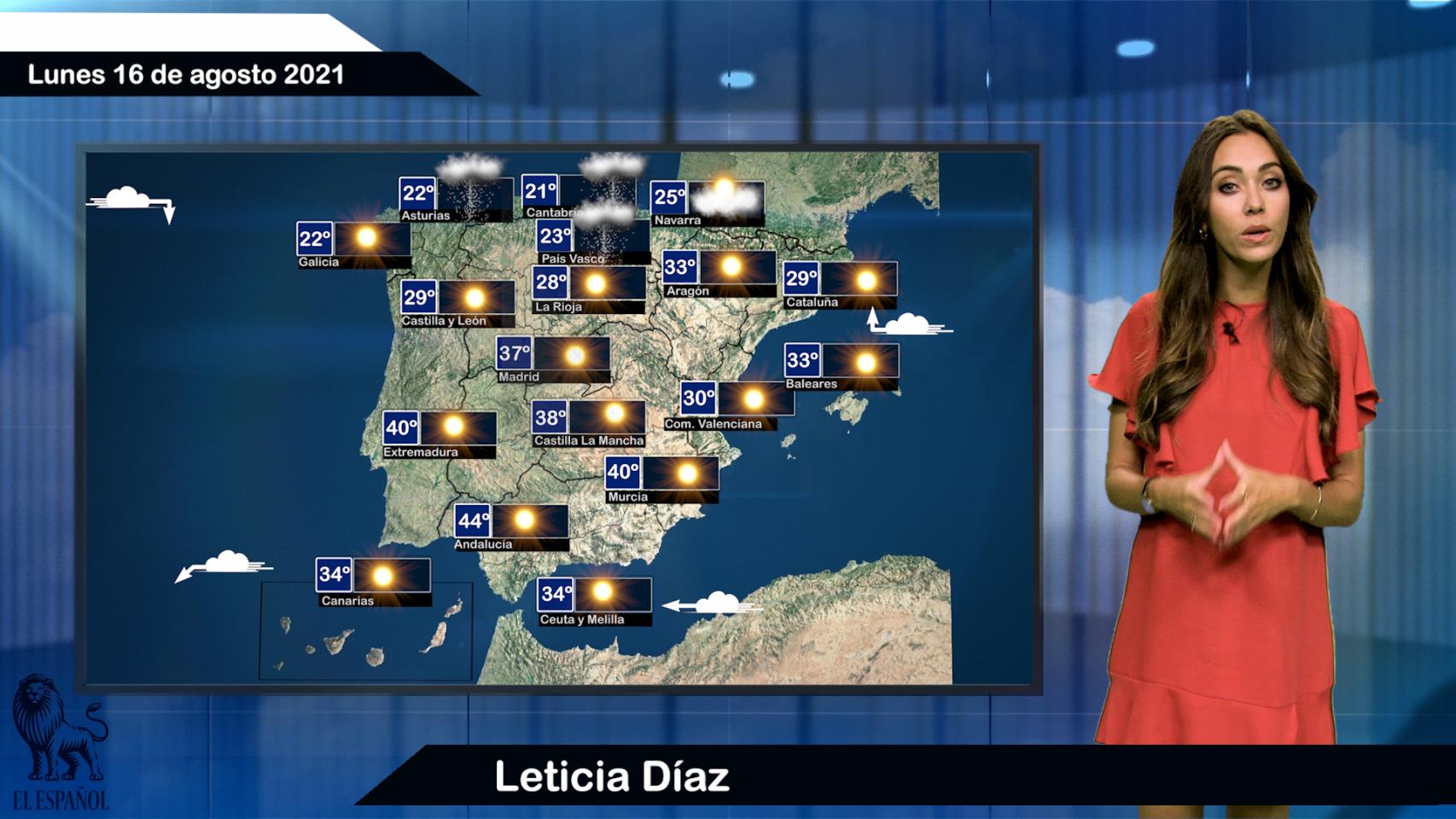 El tiempo para el lunes 16 de agosto.