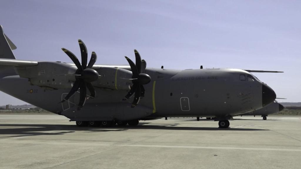 Uno de los dos aviones A400 en los que serán repatriados los 500 de Kabul.