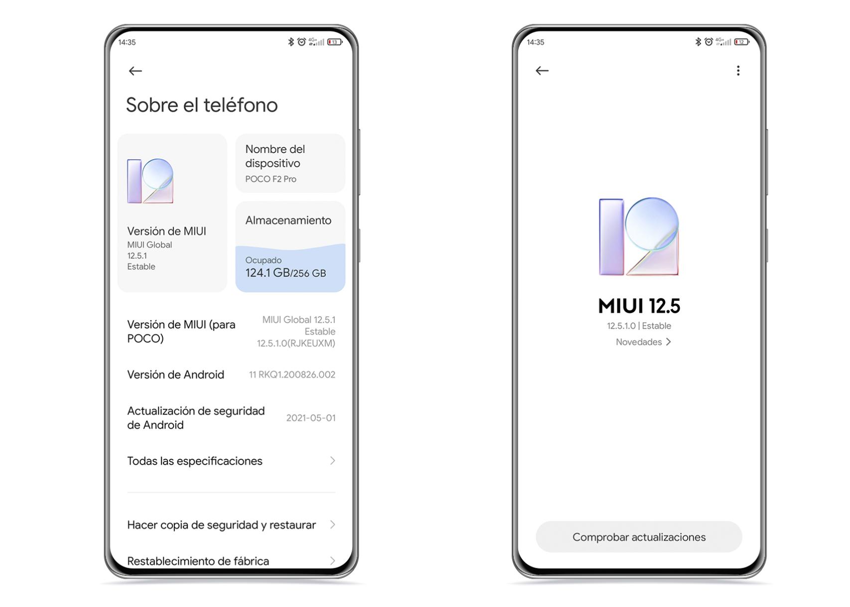 Menú de actualización en Xiaomi
