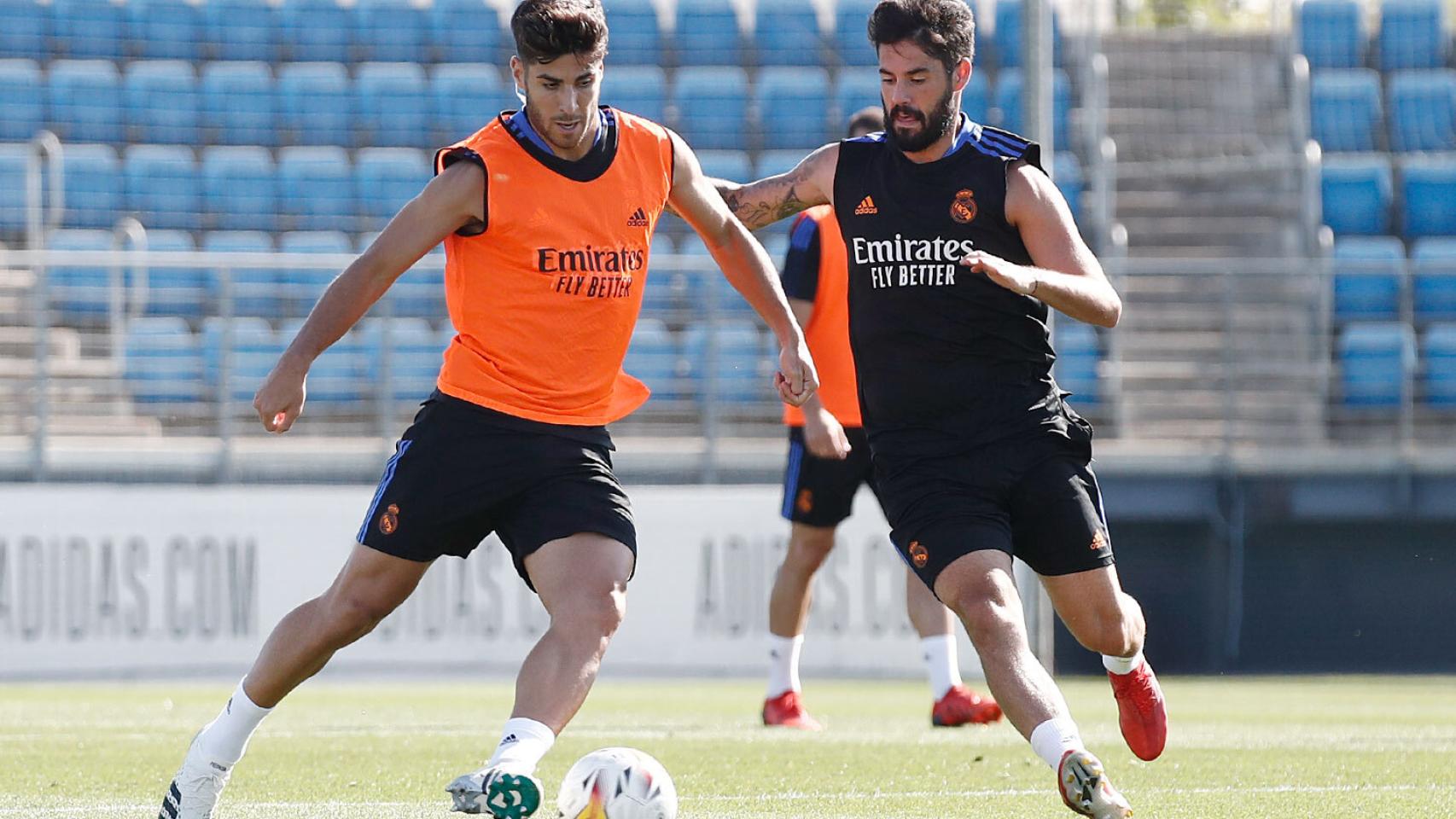 Marco Asensio e Isco, en el entrenamiento del Real Madrid