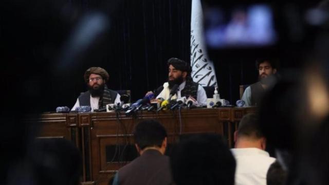Rueda de prensa de los talibán en Kabul. EP